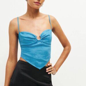 NWT Reformation Sansa Linen Top Sz4/8 Grotto Blue Cami